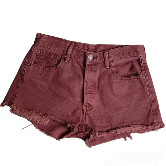 Levi's Cut-Off High-Waist Burgundy Jorts - Picture 1 of 6
